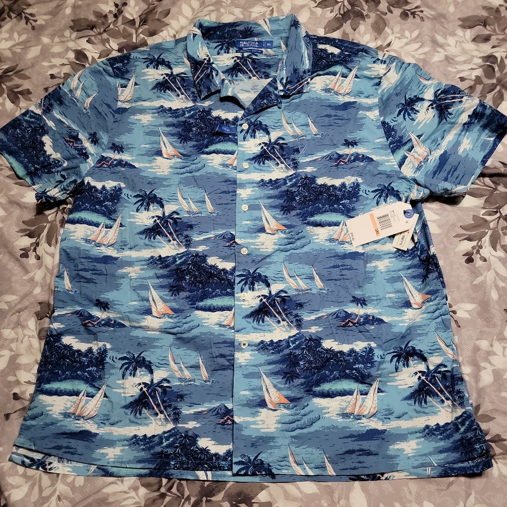 Nautica Blue Sail classic fit/stretch button down shirt